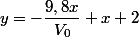 y=-\dfrac{9,8x}{V_{0}}+x+2
