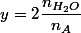 y=2\dfrac{n_{H_{2}O}}{n_{A}}