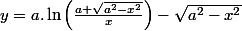 y=a.\ln\left(\frac{a+\sqrt{a^{2}-x^{2}}}{x}\right)-\sqrt{a^{2}-x^{2}}