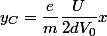 y_{C}=\dfrac{e}{m}\dfrac{U}{2dV_{0}}x