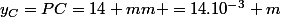 y_{C}=PC=14 mm =14.10^{-3} m