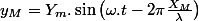 y_{M}=Y_{m}.\sin\left(\omega.t-2\pi\frac{X_{M}}{\lambda}\right)