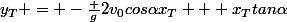 y_T = -\frac {g}{2v_0cos\alpha}x_T + x_Ttan\alpha