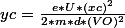 yc=\frac{e*U*(xc)^2}{2*m*d*(VO)^2}