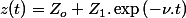 z(t)=Z_{o}+Z_{1}.\exp\left(-\nu.t\right)