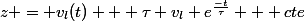 z = v_l(t) + \tau v_l e^\frac{-t}{\tau} + cte
