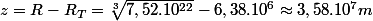 z=R-R_{T}=\sqrt[3]{7,52.10^{22}}-6,38.10^{6}\approx3,58.10^{7}m