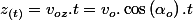 z_{(t)}=v_{oz}.t=v_{o}.\cos\left(\alpha_{o}\right).t