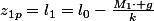 z_{1p}=l_{1}=l_{0}-\frac{M_{1}\cdot g}{k}
