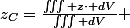 z_{C}=\frac{\iiint z\cdot dV}{\iiint dV} 