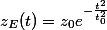 z_{E}(t)=z_{0}e^{-\frac{t^{2}}{t_{0}^{2}}}
