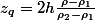 z_{q}=2h\frac{\rho-\rho_1}{\rho_2-\rho_1}