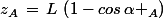 z_A\,=\,L\,\left(1-cos\,\alpha _A\right)