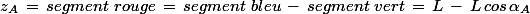 z_A\,=\,segment\,\,rouge\,=\,segment\,\,bleu\,-\,segment\,\,vert\,=\,L\,-\,L\,cos\,\alpha_A