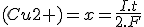 (Cu2+)=x=\frac{I.t}{2.F}