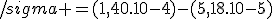 /sigma =(1,40.10-4)-(5,18.10-5)