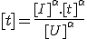 [t]=\frac{[I]^{\alpha}.[t]^{\alpha}}{[U]^{\alpha}}