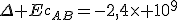 \Delta E_{c_{AB}}=-2,4\times 10^9\;J