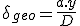 \delta_{geo} = \frac{a.y}{D}