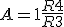 \displaystyle A = 1+ \frac{R4}{R3}