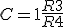 \displaystyle C = 1+ \frac{R3}{R4}