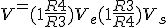 \displaystyle V^+ = (1+ \frac{R4}{R3})V_e + (1+ \frac{R3}{R4})V_s