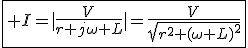 \fbox{3$ I=|\frac{V}{r+j\omega L}|=\frac{V}{\sqrt{r^2+(\omega L)^2}}}