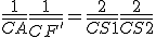 \frac{1}{\bar{CA}} + \frac{1}{\bar{CF'}} = \frac{2}{\bar{CS1}} + \frac{2}{\bar{CS2}} 