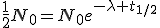 \frac{1}{2}N_0=N_0e^{-\lambda t_{1/2}}