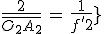 \frac{2}{\bar{O_2A_2}}\,=\,\frac{1}{f^'_2}