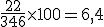 \frac{22}{346}\times100 = 6,4
