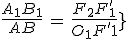 \frac{A_1B_1}{AB}\,=\,\frac{F_2F^'_1}{O_1F^'_1}