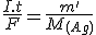 \frac{I.t}{F}=\frac{m'}{M_{(Ag)}}