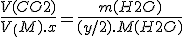 \frac{V(CO2)}{V_(M).x}=\frac{m(H2O)}{(y/2).M(H2O)}