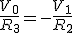 \frac{V_0}{R_3}=-\frac{V_1}{R_2}