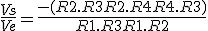 \frac{Vs}{Ve} = \frac{- (R2.R3 + R2.R4 + R4.R3)}{R1.R3 + R1.R2}