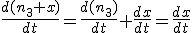 \frac{d(n_3+x)}{dt}=\frac{d(n_3)}{dt}+\frac{dx}{dt}=\frac{dx}{dt}