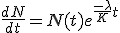 \frac{dN}{dt}=N(t)e^{\frac{-\lambda}{K}t}