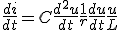 \frac{di}{dt} = C\frac{d^2u}{dt} + \frac{1}{r}\frac{du}{dt} + \frac{u}{L} 