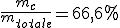 \frac{m_c}{m_{totale}}=66,6%