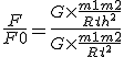 \frac {F}{F0} = \frac {G\times\frac{m1m2}{Rt+h^2}} {G\times\frac{m1m2}{Rt^2}}