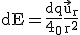 \mathrm dE = \frac{\mathrm dq}{4\pi\epsilon_0} \frac{\vec u_r}{r^2}