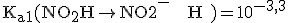 \rm\large K_{a1}(NO_2H\to NO2^- + H^+)=10^{-3,3}