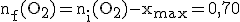 \rm{n_f(O_2)=n_i(O_2)-x_{max}=0,70}