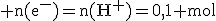 \rm n(e^-)=n(H^+)=0,1 mol