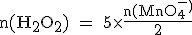 \text n(H_2O_2) = 5\times{\fr{n(MnO_4^-^)}{2}}