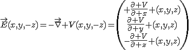 \vec{E}(x,y,-z)=-\vec{\nabla} V(x,y,-z)=\left(\begin{array}{c} \frac{\partial V}{\partial x} (x,y,z)\\\frac{\partial V}{\partial y} (x,y,z)\\-\frac{\partial V}{\partial z} (x,y,z)\end{array}\right)