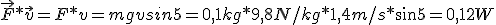 \vec{F}*\vec{v}=F*v=mgvsin5=0,1kg*9,8N/kg*1,4m/s*sin5=0,12W