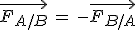 \vec{F_{A/B}}\,=\,-\vec{F_{B/A}}