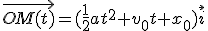 \vec{OM(t)}=(\frac{1}{2}at^2+v_0t+x_0)\vec{i}